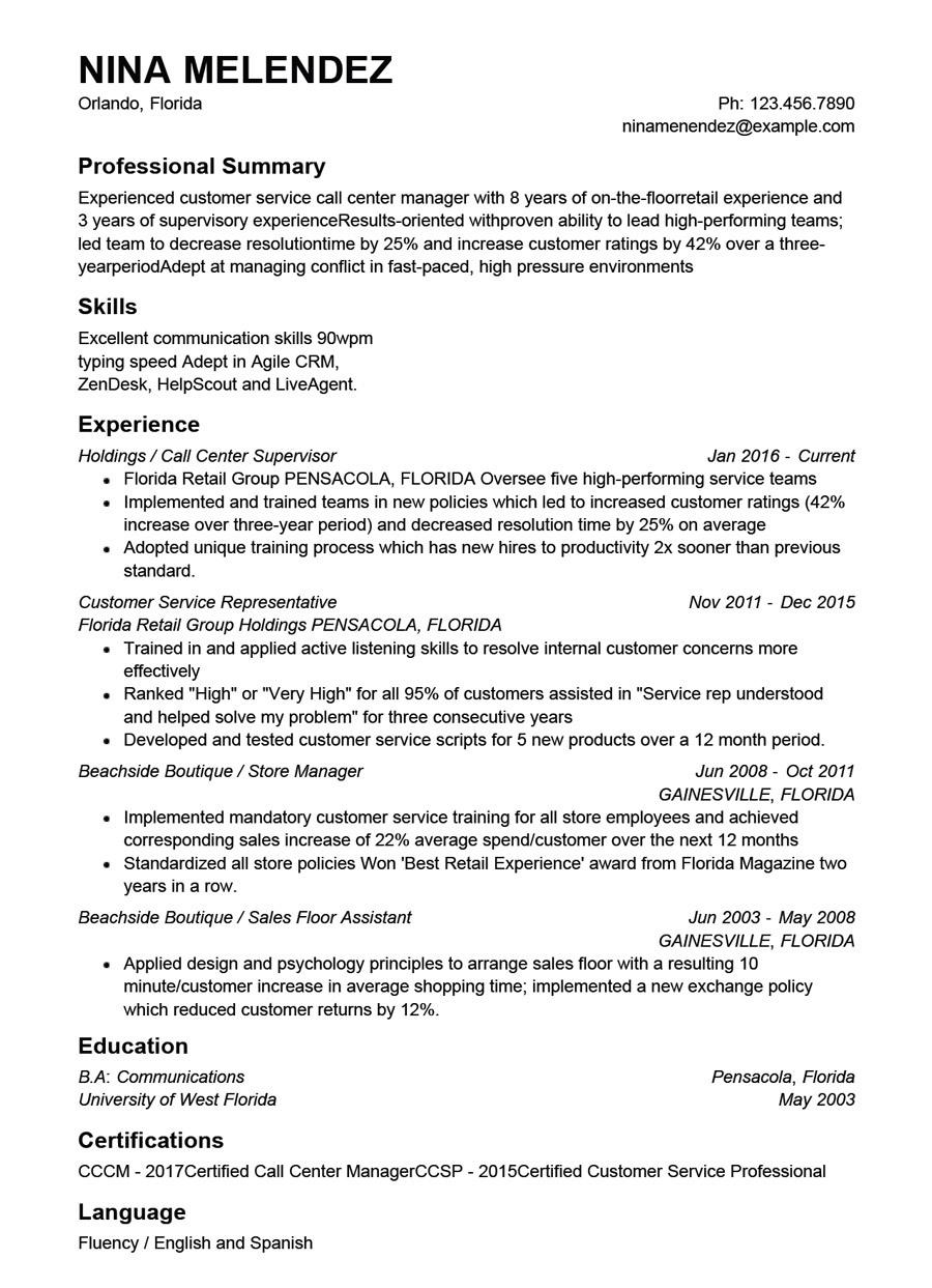 Customer Service Resume Guide With Examples Resumehelp