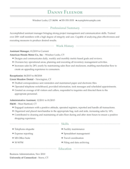 Resume Examples Assistant Manager