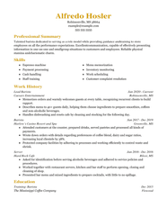 How To Write A Resume For Food Service