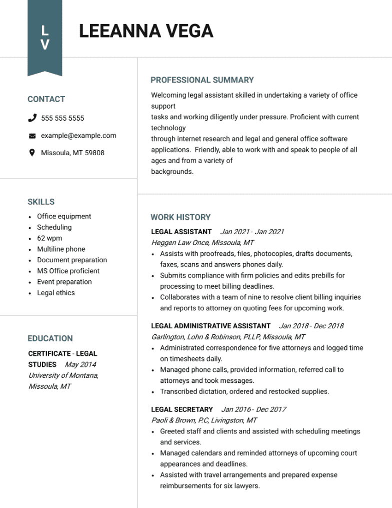 Legal Assistant Resume Examples to Build Yours