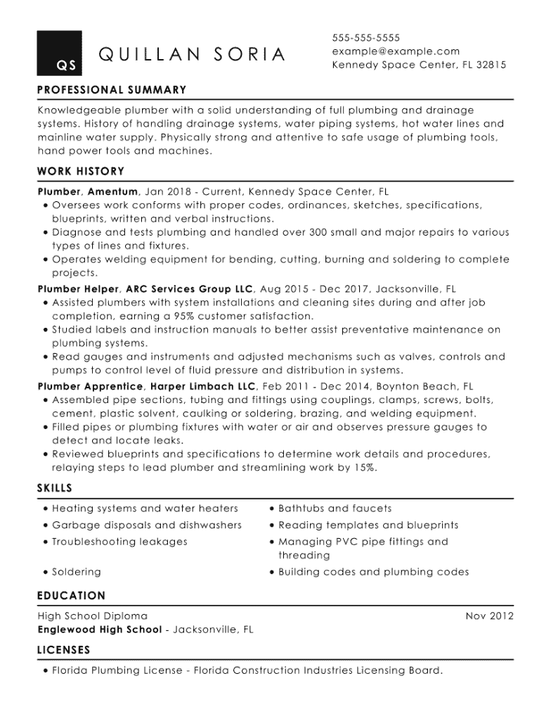 Plumber Resume Guide With Examples 2023