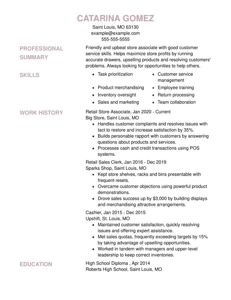basic resume examples for retail jobs