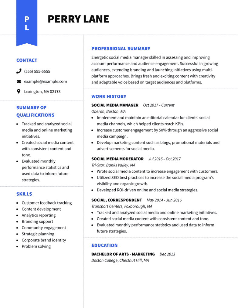 Social Media Resume Examples And Tips For 2024