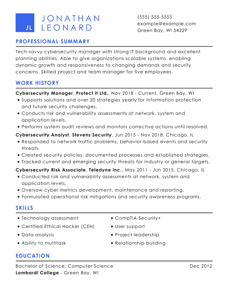 Cyber Security Resume Template