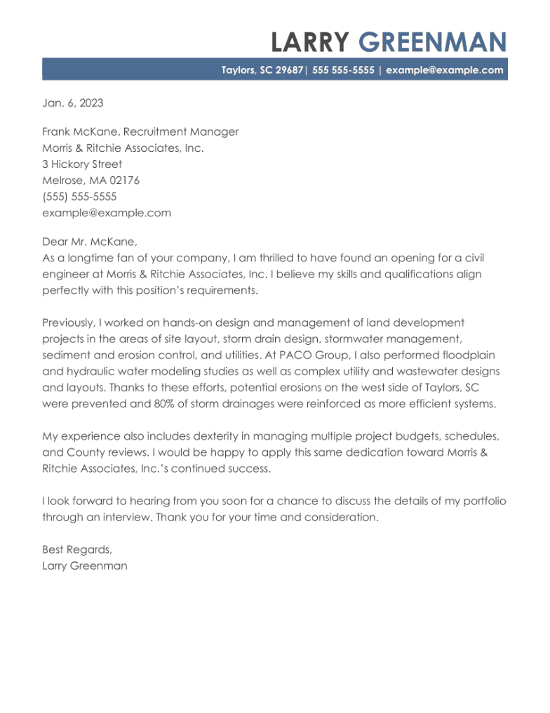 cover letter for a field engineer job
