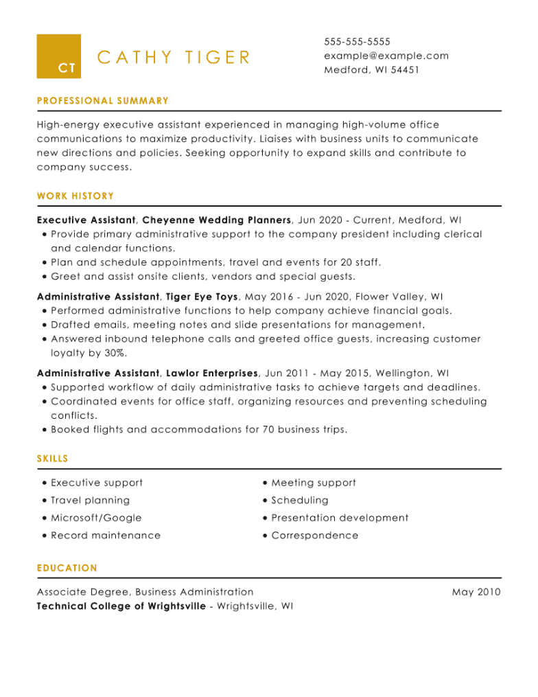 Executive Assistant Resume Examples for 2023