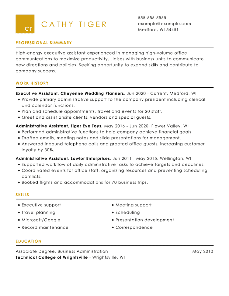 Executive Assistant Resume Examples For 2023