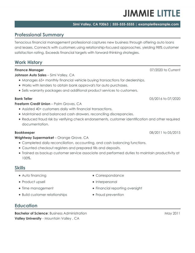 how to make resume for finance graduate