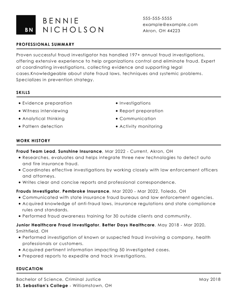 general summary for resume examples