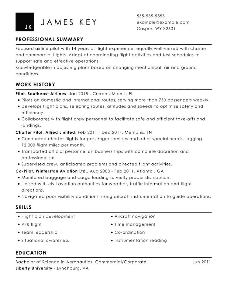 Best Pilot Resume Examples To Use In