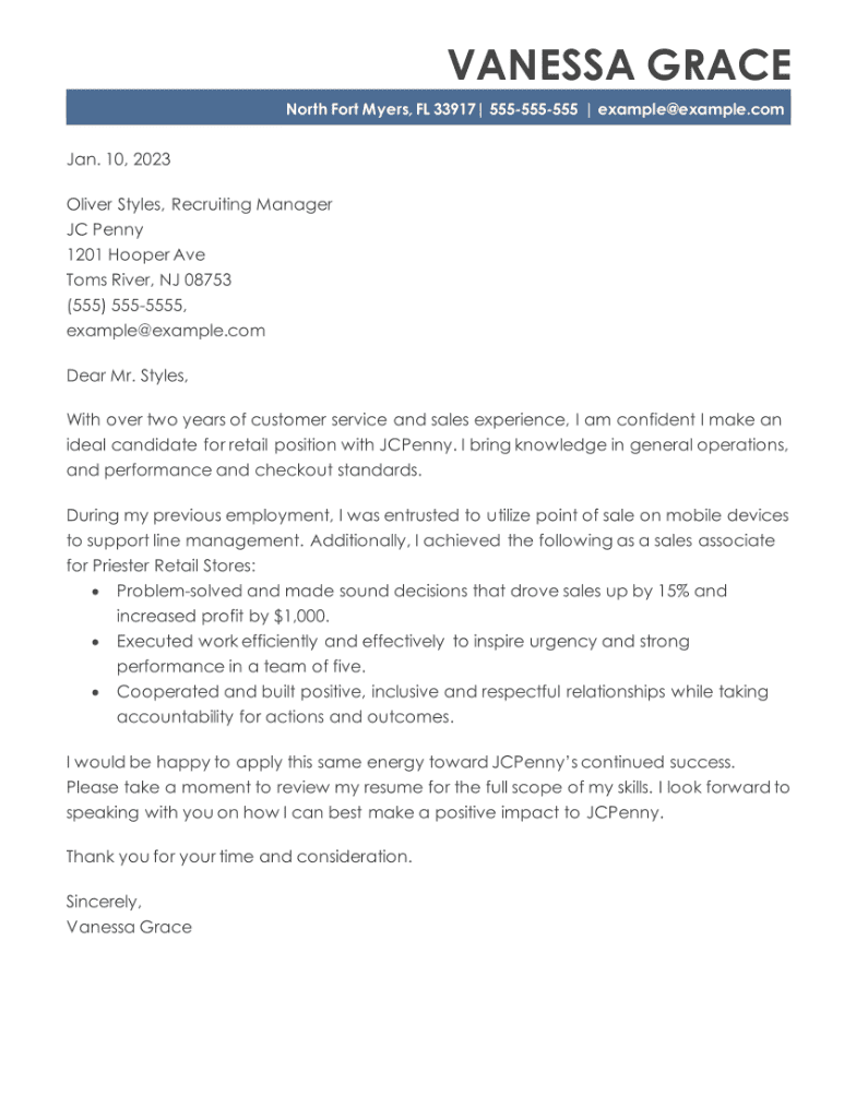 retail job cover letter examples